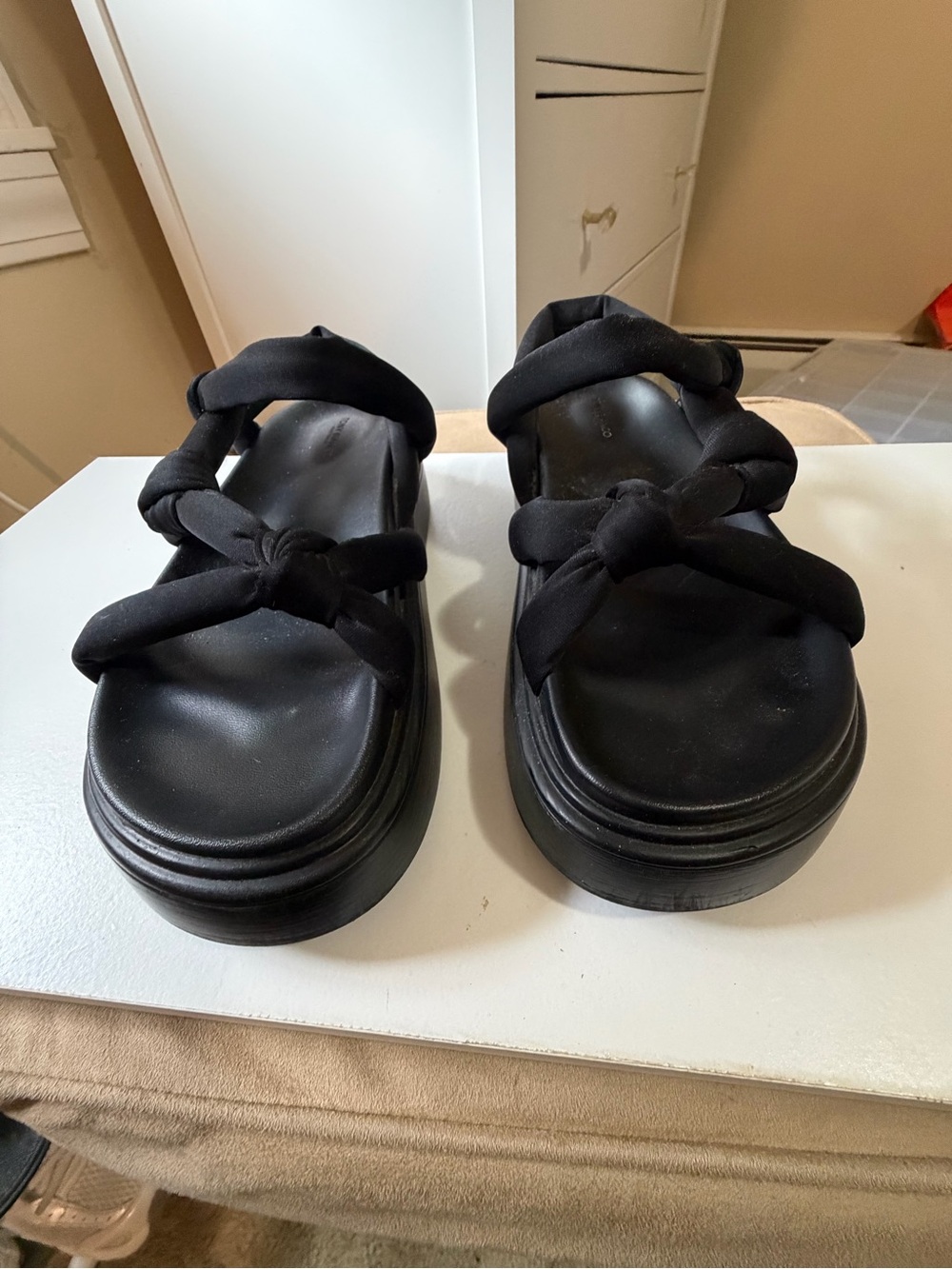 Tony Bianco Jasper Black Scuba Platform Sandals 39